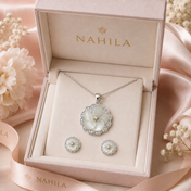 Set charm y pantalla flowers madre perla